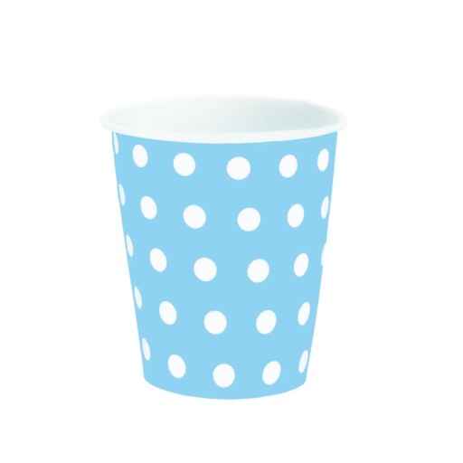 Poháre na jednoročné narodeniny bábätko modré biele bodky 200 ml 6 ks