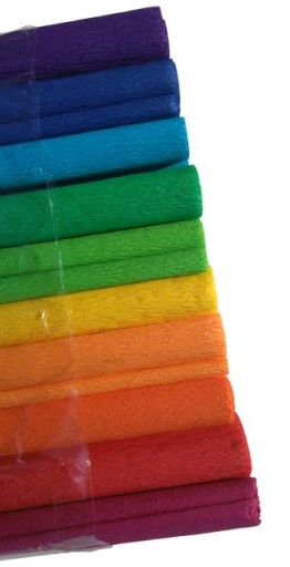Krimpovaný hodvábny papier Sada 10 farieb 200 cm x 50 cm