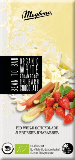 BIELA ČOKOLÁDA S JAHODAMI A REBARBOU 100 g