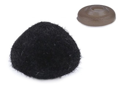 12 mm príchytka pre maskotov, semiš, čierna