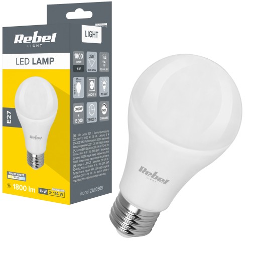 LED žiarovka 16W E27 1800lm 3000K Rebel