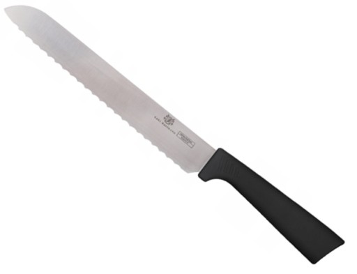 KUCHYŇSKÝ Nôž NA CHLIEB, OSTRÝ, 20cm, NEREZ, ČIERNA RÚČKA