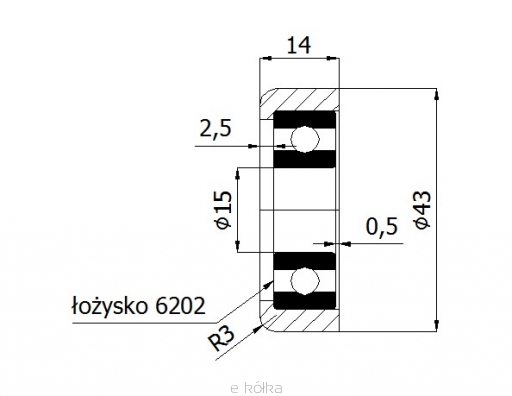 KOVOVÁ VALIČKA fi.43mm PRE POSUVNÉ BRÁNY 100kg