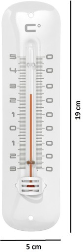 VONKAJŠÍ VNÚTORNÝ TYČOVÝ TEPLOMER -30 +50 C ANALOGOVÝ BIELY KOV