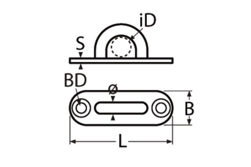 Upevňovací hák nerezový hák 6 mm oválny 60x19 mm A2