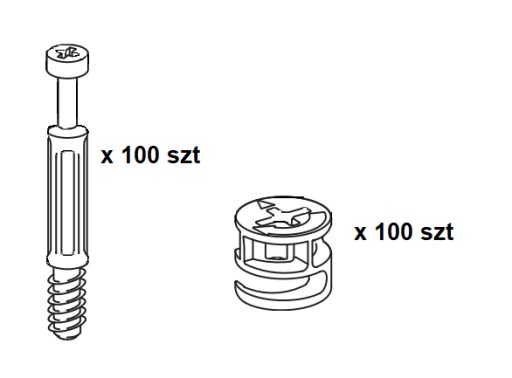 Excentrický konektor, excentrický kolík, čierny x 100