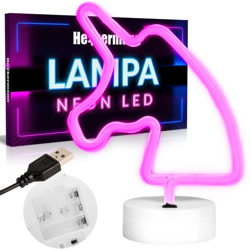 NEÓNOVÁ LED JEDNOROŽCOVÁ LAMPA S 3xAA USB STOJANOM