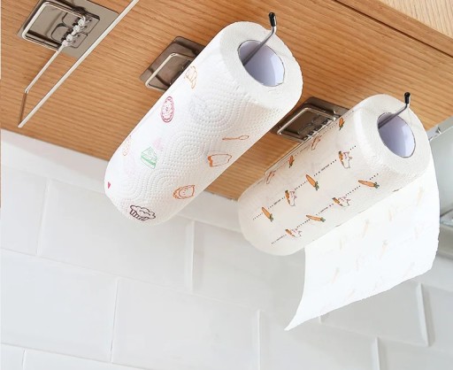 VEŠIAK NA KUCHYNSKÉ PAPIEROVÉ UTERÁKY, samolepiaci kovový držiak na stenu
