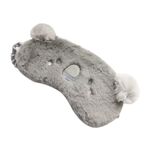 Čelenka maska na oči do lietadla na spanie s gumičkou, srsť medvedíka koala