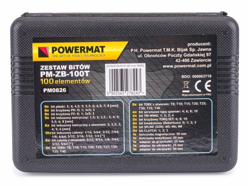 Súprava bitov Powermat PM-ZB-100