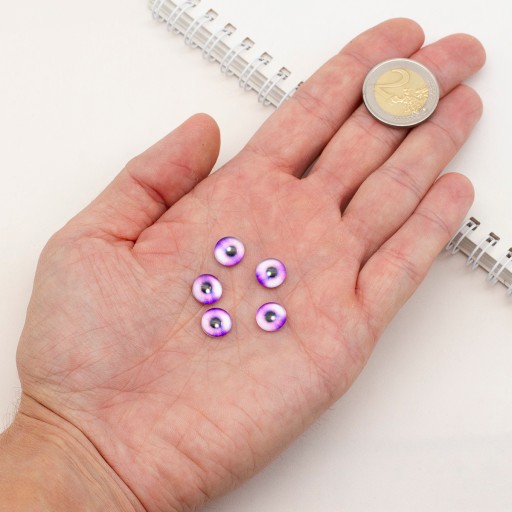 Sklenené kabošony, očko, okrúhle, pre domácich majstrov, fialové, 10x3,5 mm, 10ks