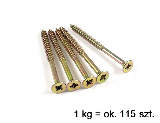 Skrutky do dreva kalené 6x70 mm 1kg POZINKOVANÉ, zlatožlté