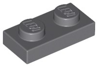 LEGO PLATE 3023 1x2 tmavosivá NOVINKA (6g) 16 ks.