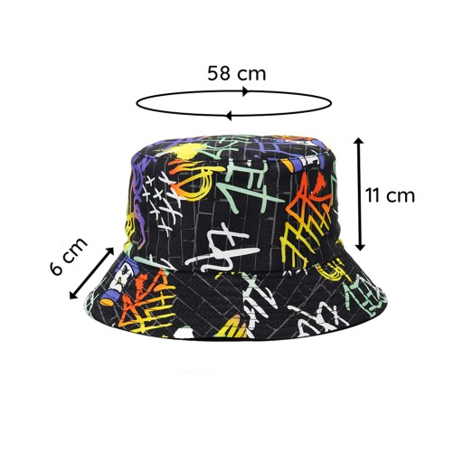 Farebný letný klobúk s rybími graffiti nápismi