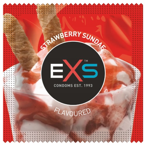 EXS STRAWBERRY vonné kondómy, 1 kus, orálny sex s príchuťou jahody