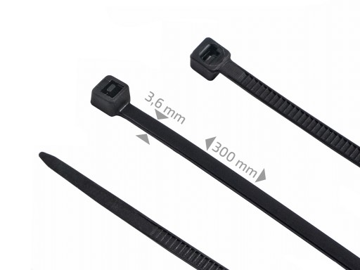 Sťahovacie pásky čierne 3,6x300mm 100 ks