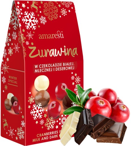 BRUSNICE V BIELEM MLIEKU A DEZERTNÁ ČOKOLÁDA AMARESTI ZIMNÁ 80G