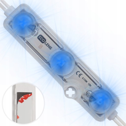 Modul 3xLED SMD 0,72W modrý 12V ECO LENS IP 68