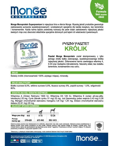 MONGE DOG SOLO KRÁLIK 150g
