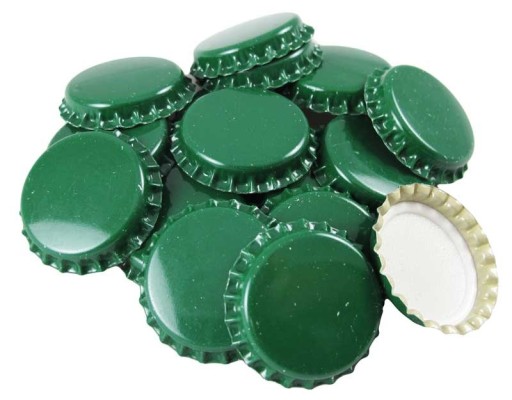 viečka na pivné fľaše, ZELENÉ, 100 ks, 26 mm