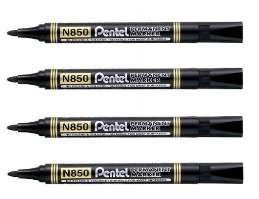 Pentel N850 čierny okrúhly permanentný popisovač x 4