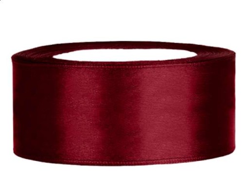 Saténová stuha 25 mm / 25 m bordová