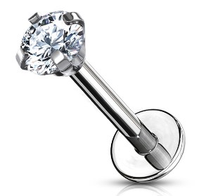Labret Ear Stud Crystal SS316L 1,2/8/3