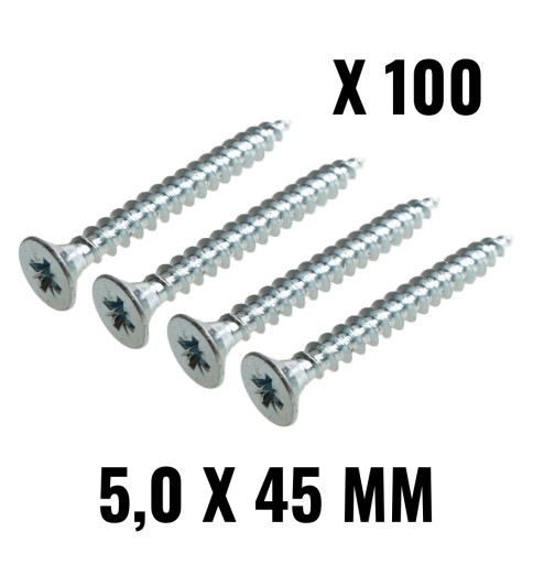 100x Tvrdené skrutky do dreva 5,0 x 45 kužeľ