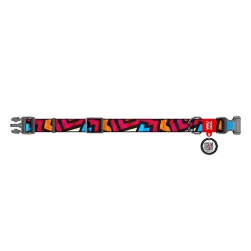 Nylonový obojok pre psa, kresba Graffiti, veľkosť M, 28-40 cm, 20 mm