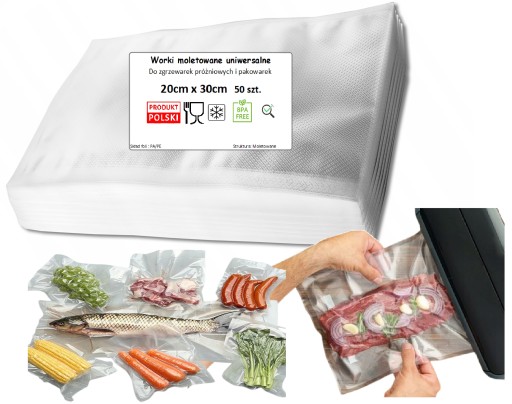 Vrúbkované VÁKUOVÉ TAŠKY pre vákuové baliace stroje 20x30 cm