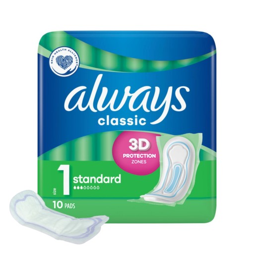 Vždy hygienické vložky bez krídel, 10 ks.