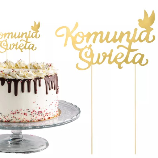 COMUNION ozdoba na tortu vrchnák na zákusky, zlaté sväté prijímanie