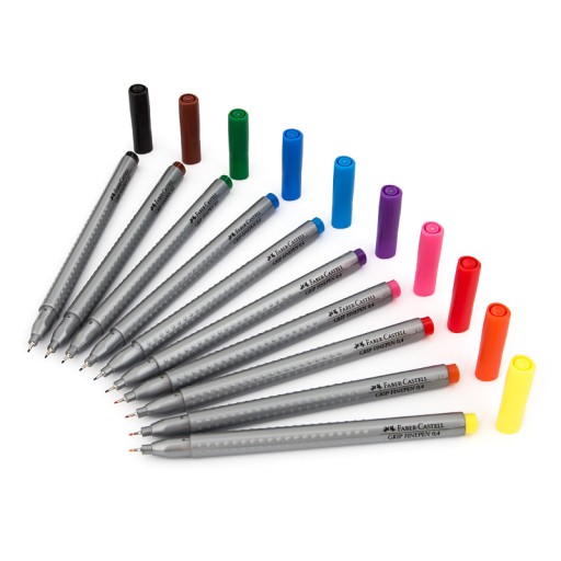 Sada jemných linerov Grip 2010 Faber-Castell v kartónovej krabici, 10 ks.