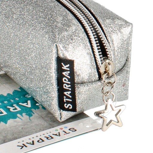 TAŠKA NA ŠKOLSKÉ PUZDRO STRIEBORNÁ GLITROVÁ STRIEBORNÁ