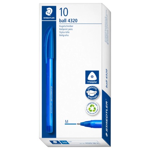 Sada 10 modrých trojuholníkových pier Staedtler Ball M