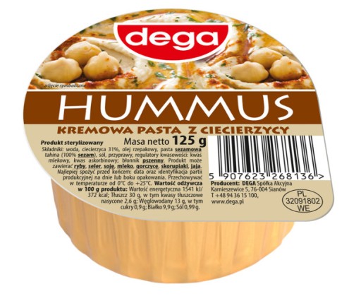 HUMMUSOVÁ KRÉMOVÁ CÍCÍRNA PASTA 125g DEGA