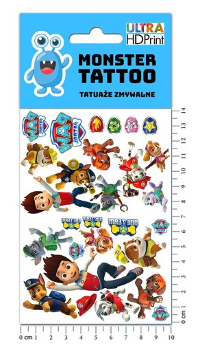 UMÝVAJÚCE DOČASNÉ TETOVANIE PRE DETI Tlapková patrola ORIGINÁLNE DIZAJNY