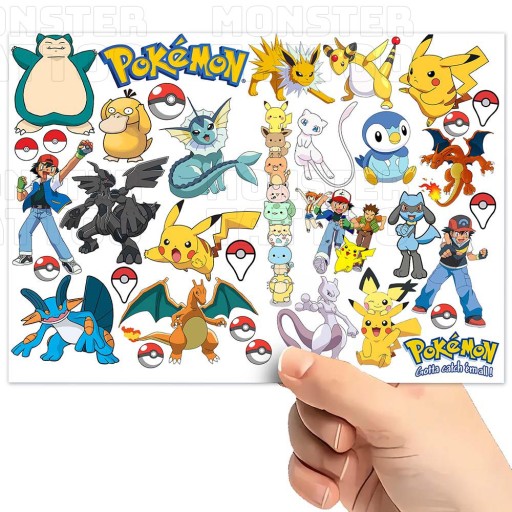 UMÝVAJÚCE DOČASNÉ TETOVANIE PRE DETI DETSKÉ POKEMONY ORIGINÁLNE DIZAJNY
