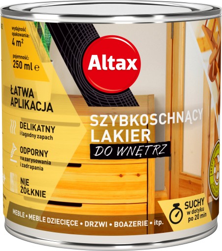 CLEAR lak na drevo 0,25L LESK Altax rýchloschnúci do interiéru