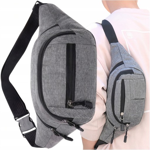 Pánska taška do pása, priestranná, 4 vrecká, sivá