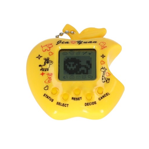 Hračka Tamagotchi, elektronická hra so žltým jablkom