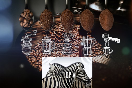 Čerstvo pražené kávové zrná 100% Arabica Ethiopia 50G pre kávovar na espresso