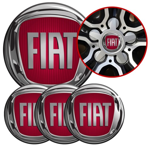 4 Emblémy Stredy ráfikov Kryty kolies Kolesá FIAT SET TOP 53 mm