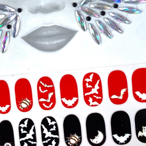 KRYŠTÁLY na tvár BAT HALLOWEEN NAILS
