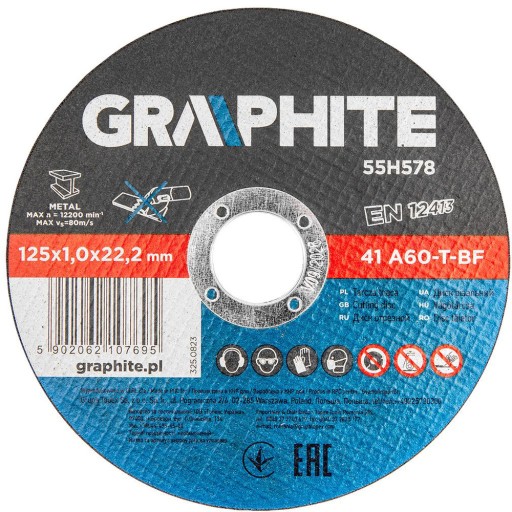 Korundový grafitový rezací kotúč na rezanie kovu 125x22,23 mm 41 A60-T-BF