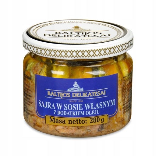 SAJRA VO VLASTNEJ OMÁČKE S PRIDANÝM OLEJOM 280g LITVA
