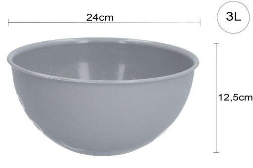 Plastová misa s vrchnákom na chipsy, šaláty, gril, šedá misa, VEĽKÁ, 3L