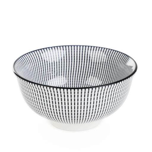 Porcelánová misa NAVIA, čierna, 12 cm, HOMLA, pruhovaná