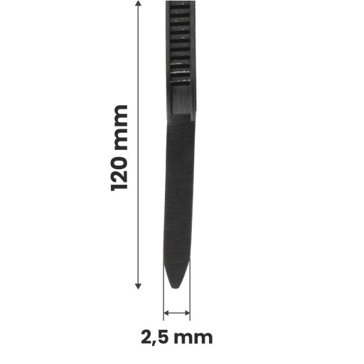500x sťahovacie pásky Káblové pásky Zipsy 2,5 x 120 mm Silné UV sťahovacie pásky