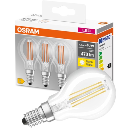 FILAMENT LED žiarovky E14 4W=40W 470lm OSRAM 2700K